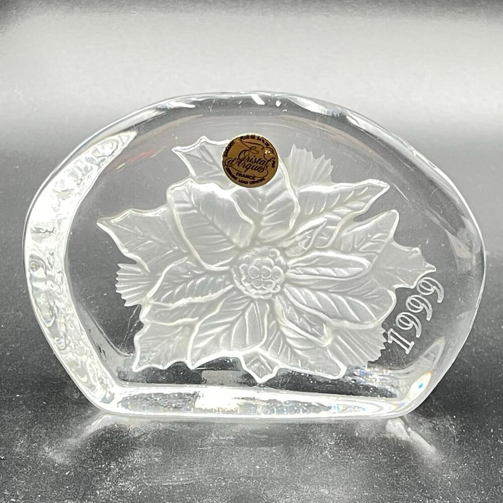Cristal D'Arques Paperweight Poinsettia 1999